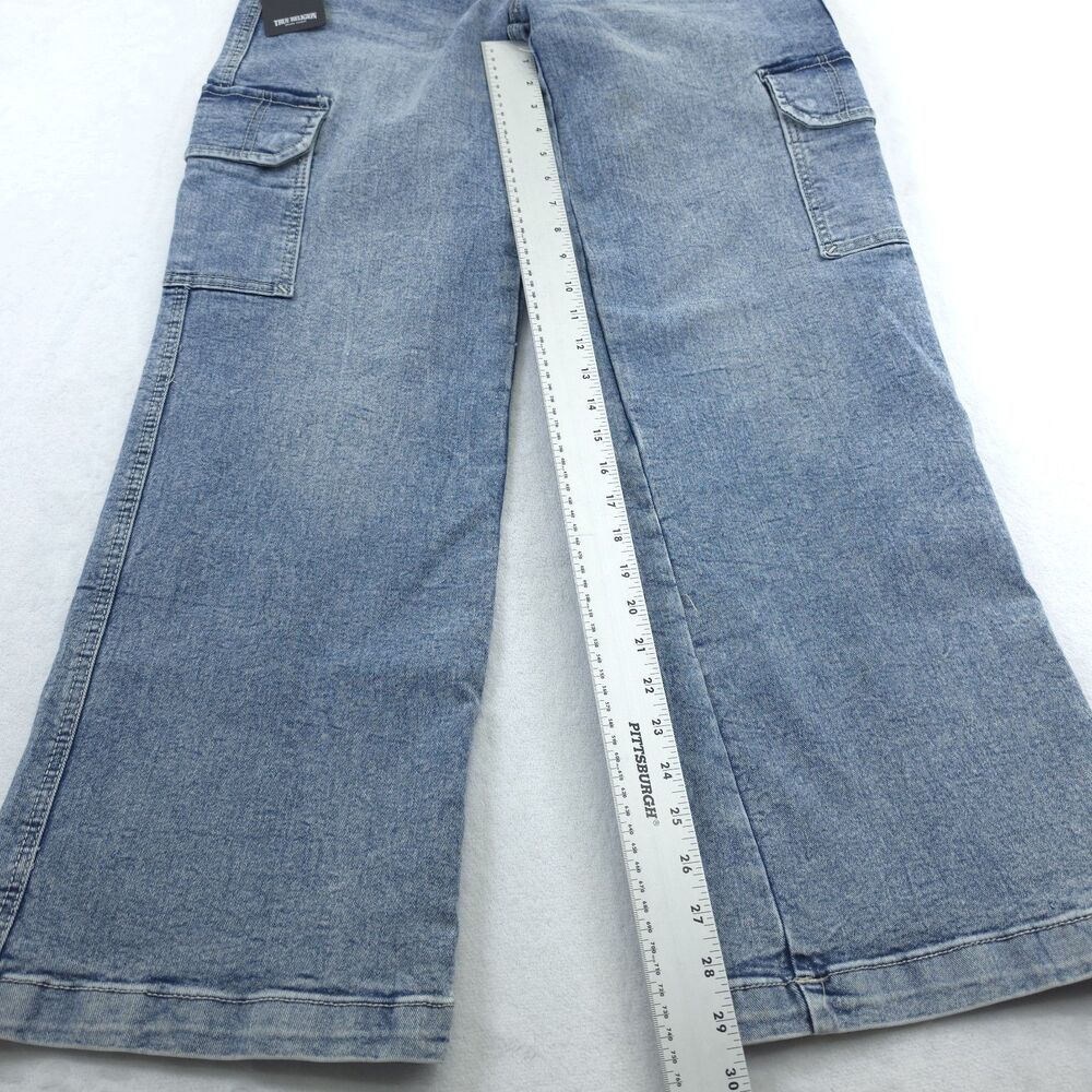 True Religion Women 26 Bobbi Baggy Cargo Y2K 90s Mid Rise Denim Blue Jeans NWT - Picture 5 of 12